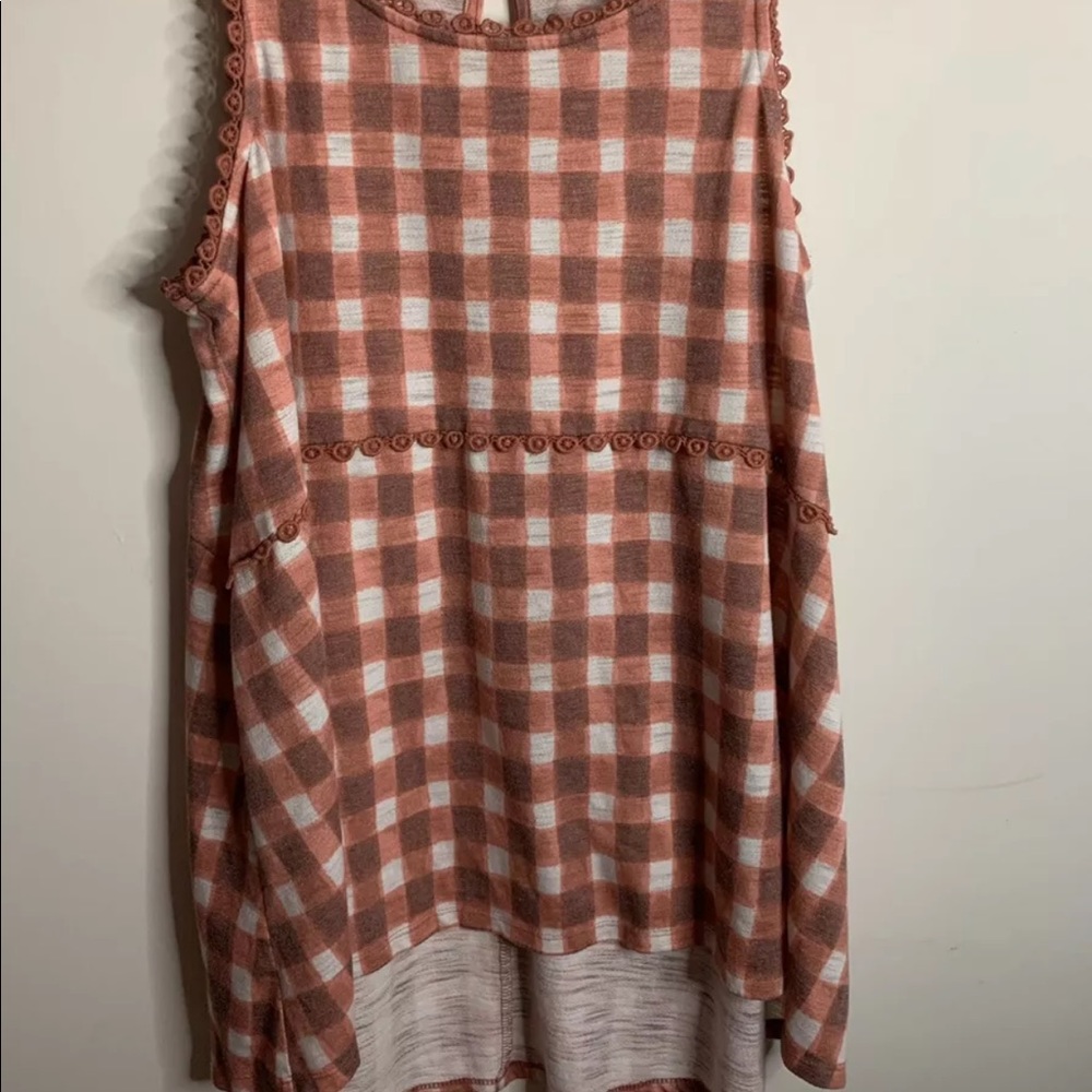 Lauren Conrad Pink Plaid High-Low Tunic